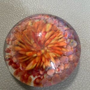 Handcrafted Floral Glass Paperweight